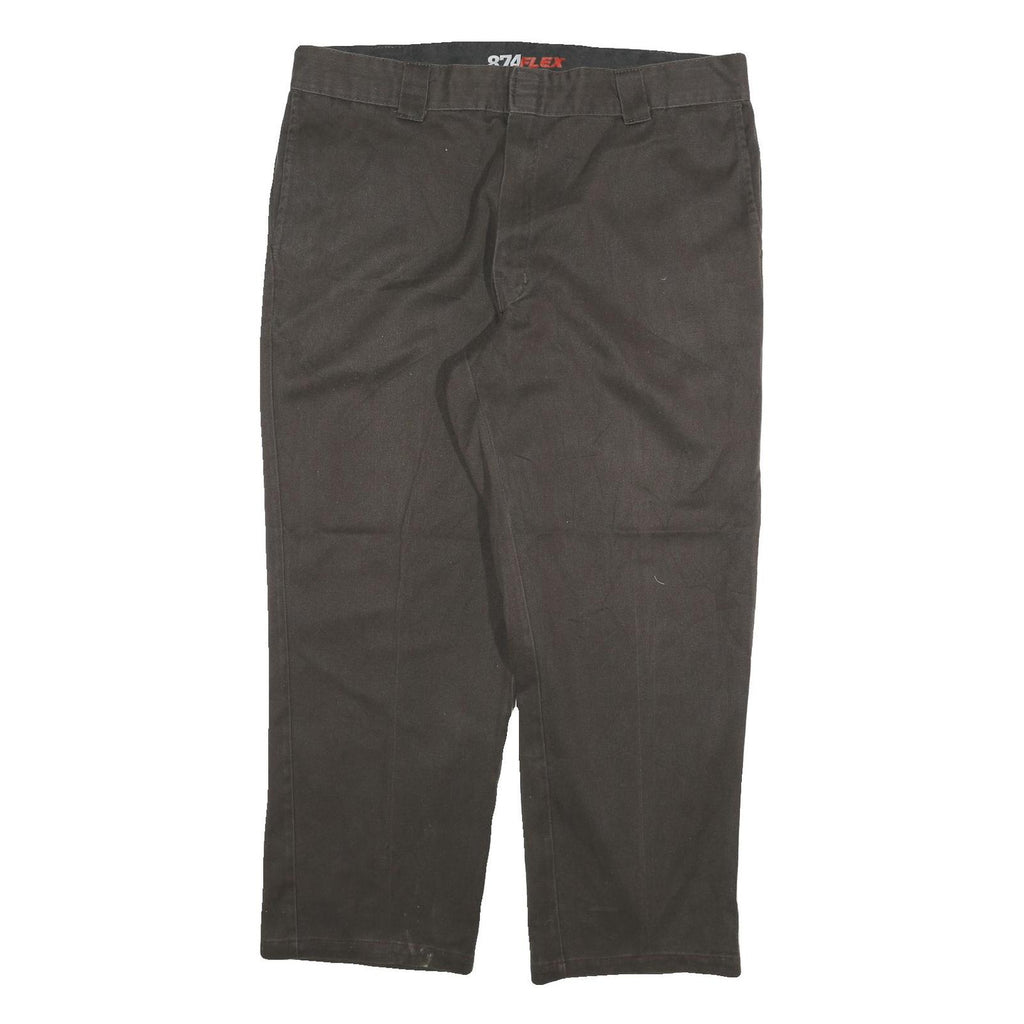 DICKIES Mens Cotton Blend Black Relaxed Straight Trousers W36 L27 Workwear Zip