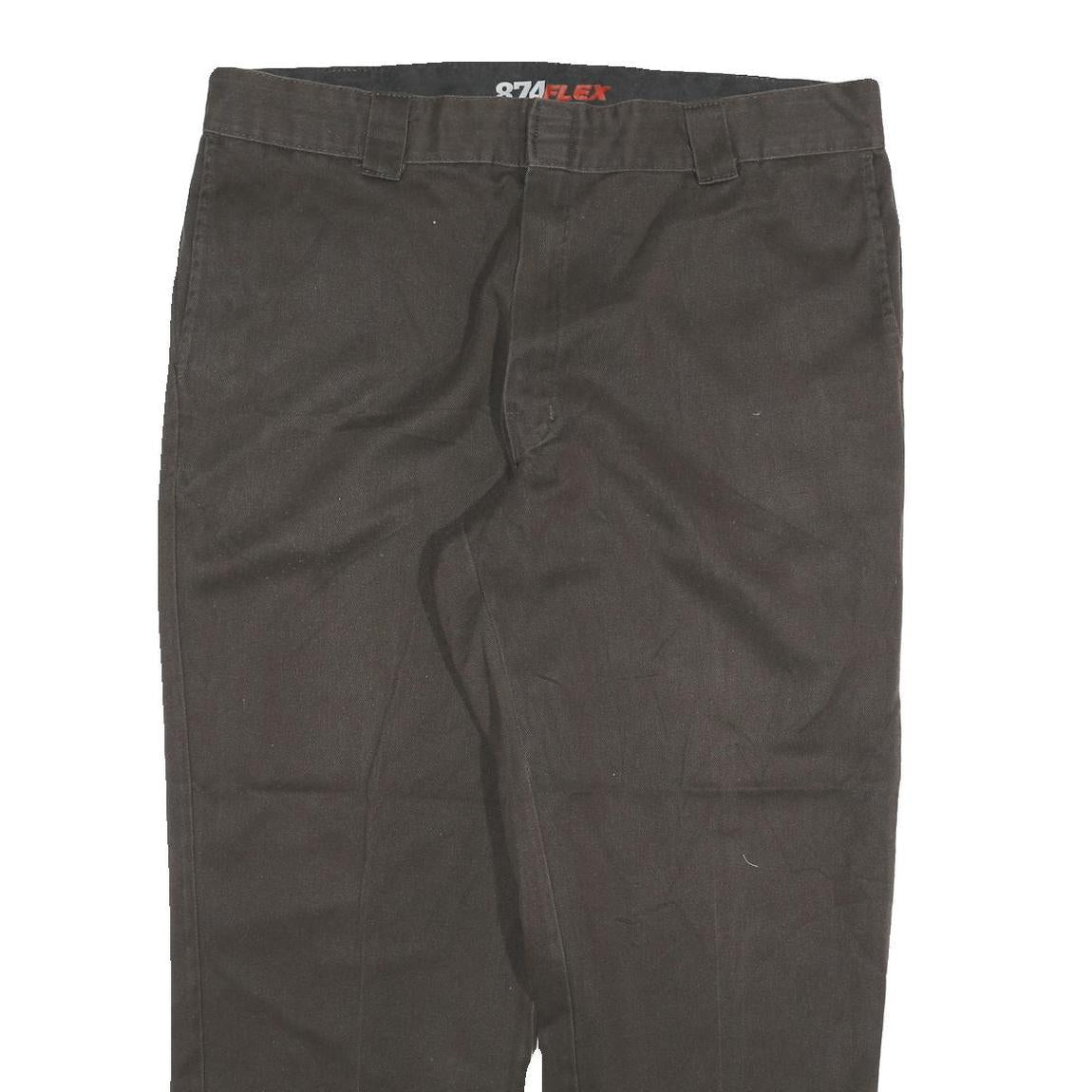 DICKIES Mens Cotton Blend Black Relaxed Straight Trousers W36 L27 Workwear Zip