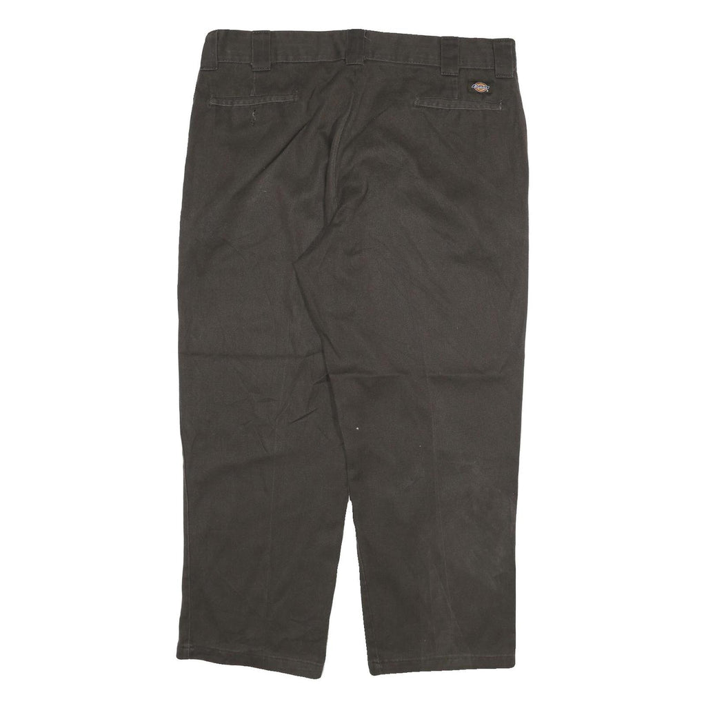 DICKIES Mens Cotton Blend Black Relaxed Straight Trousers W36 L27 Workwear Zip