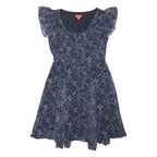 MONSOON Womens Navy Blue Floral Day Dress Cotton Blend Short Sleeve UK 12