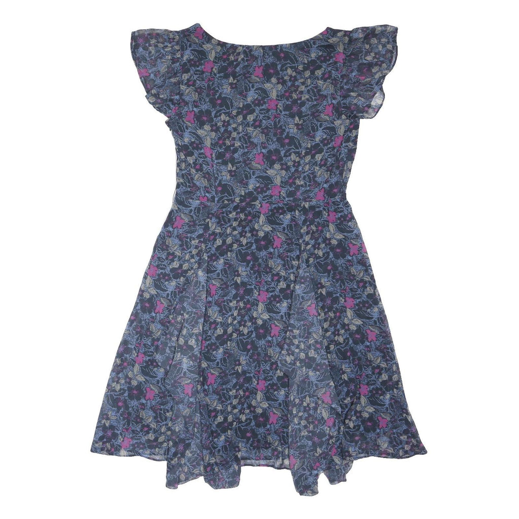 MONSOON Womens Navy Blue Floral Day Dress Cotton Blend Short Sleeve UK 12