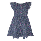 MONSOON Womens Navy Blue Floral Day Dress Cotton Blend Short Sleeve UK 12
