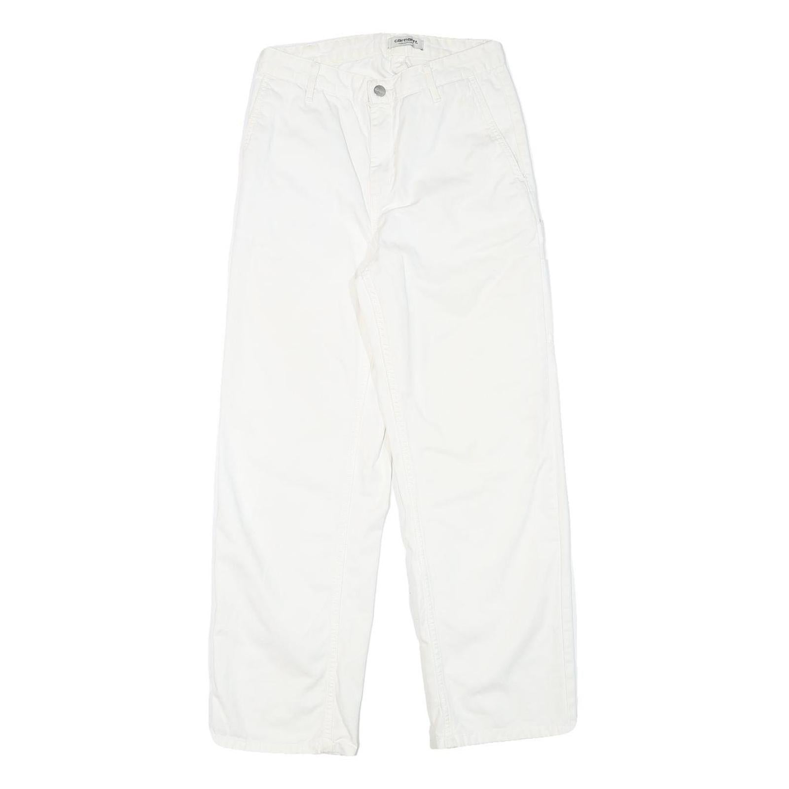 CARHARTT Womens White Relaxed Straight Cotton Blend Trousers W26 L26 Workwear