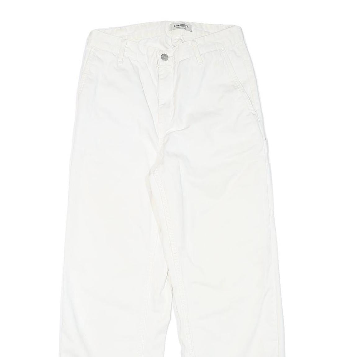 CARHARTT Womens White Relaxed Straight Cotton Blend Trousers W26 L26 Workwear