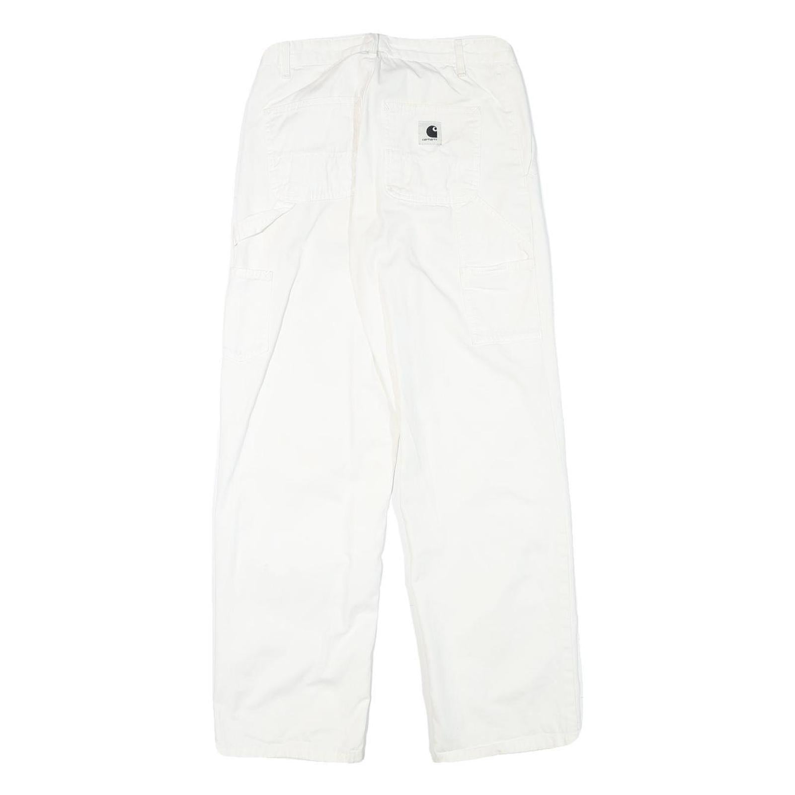 CARHARTT Womens White Relaxed Straight Cotton Blend Trousers W26 L26 Workwear