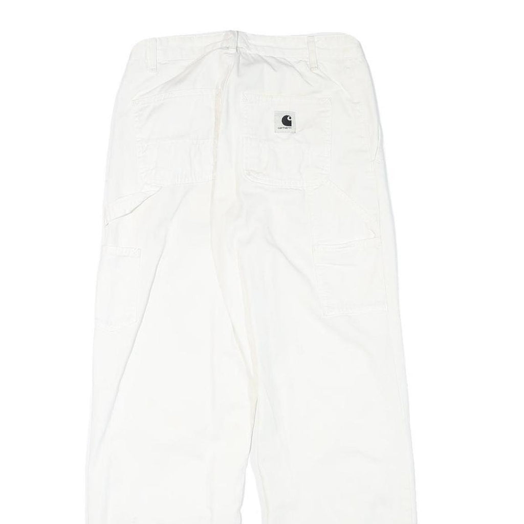 CARHARTT Womens White Relaxed Straight Cotton Blend Trousers W26 L26 Workwear