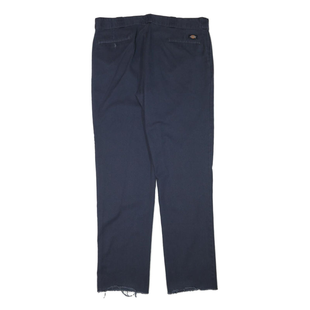 DICKIES Mens Cotton Blend Navy Regular Straight Trousers W38 L35 Workwear Zip