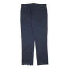DICKIES Mens Cotton Blend Navy Regular Straight Trousers W38 L35 Workwear Zip