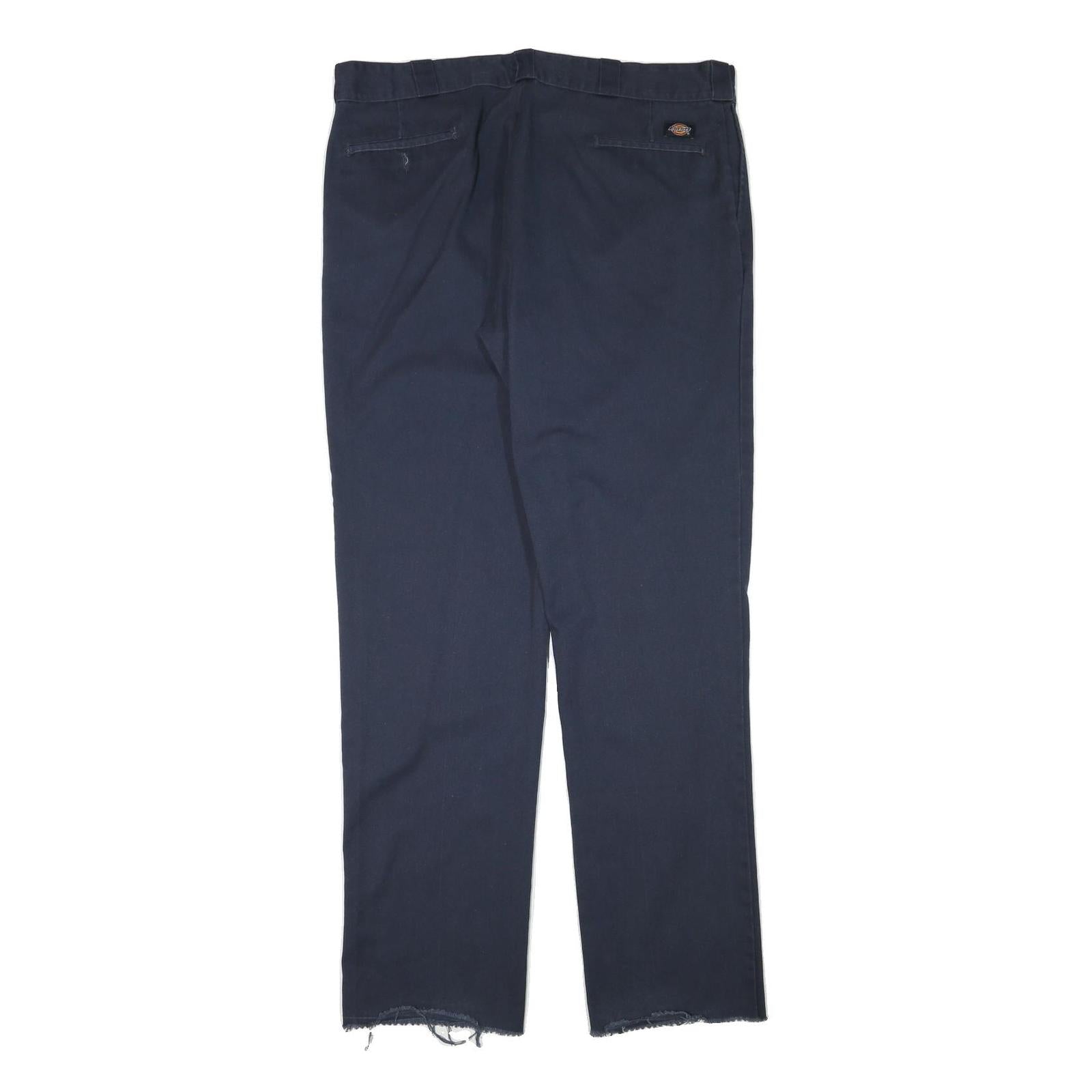 DICKIES Mens Cotton Blend Navy Regular Straight Trousers W38 L35 Workwear Zip