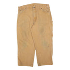 DICKIES Mens Relaxed Beige Cotton Blend Zip Trousers W38 L26 Workwear Utility