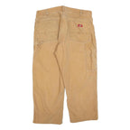 DICKIES Mens Relaxed Beige Cotton Blend Zip Trousers W38 L26 Workwear Utility