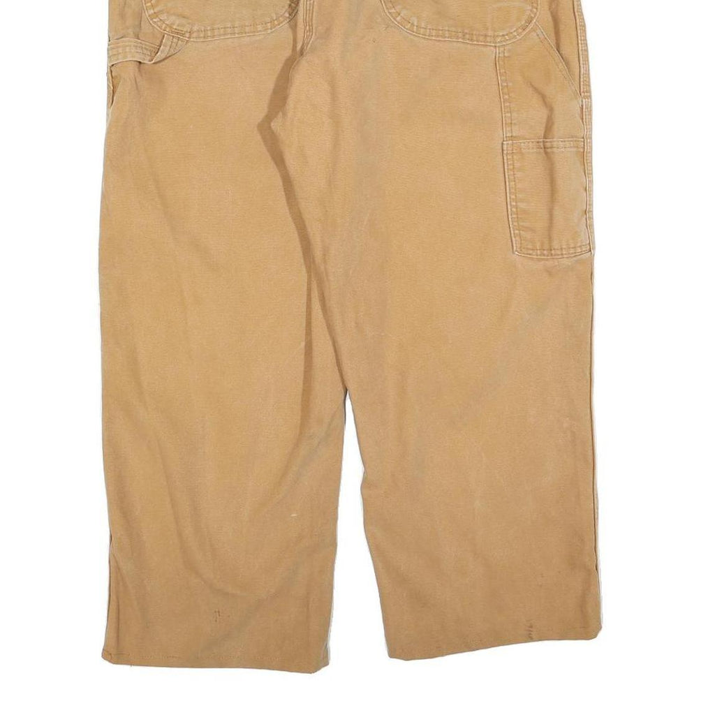 DICKIES Mens Relaxed Beige Cotton Blend Zip Trousers W38 L26 Workwear Utility