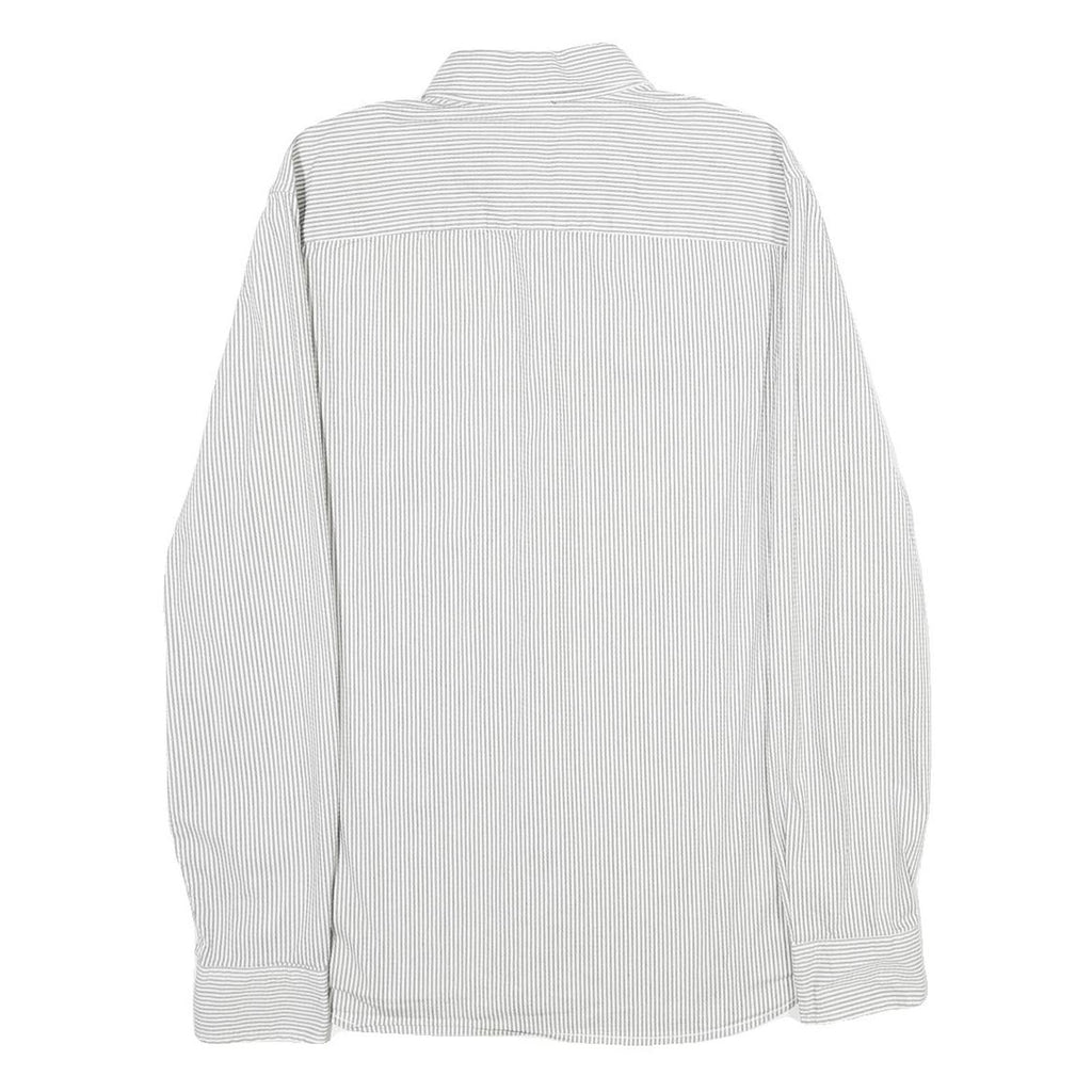 ARMANI EXCHANGE Mens White & Grey Striped Shirt M Classic Cotton Blend Button