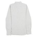 ARMANI EXCHANGE Mens White & Grey Striped Shirt M Classic Cotton Blend Button
