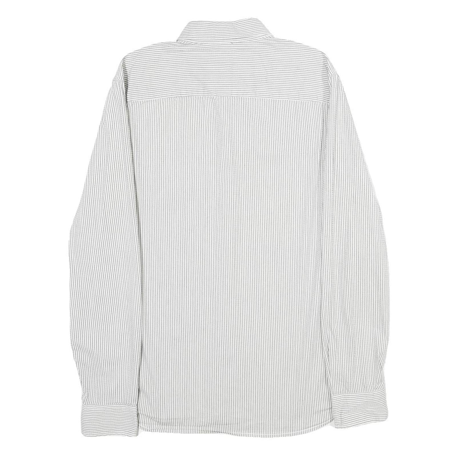 ARMANI EXCHANGE Mens White & Grey Striped Shirt M Classic Cotton Blend Button