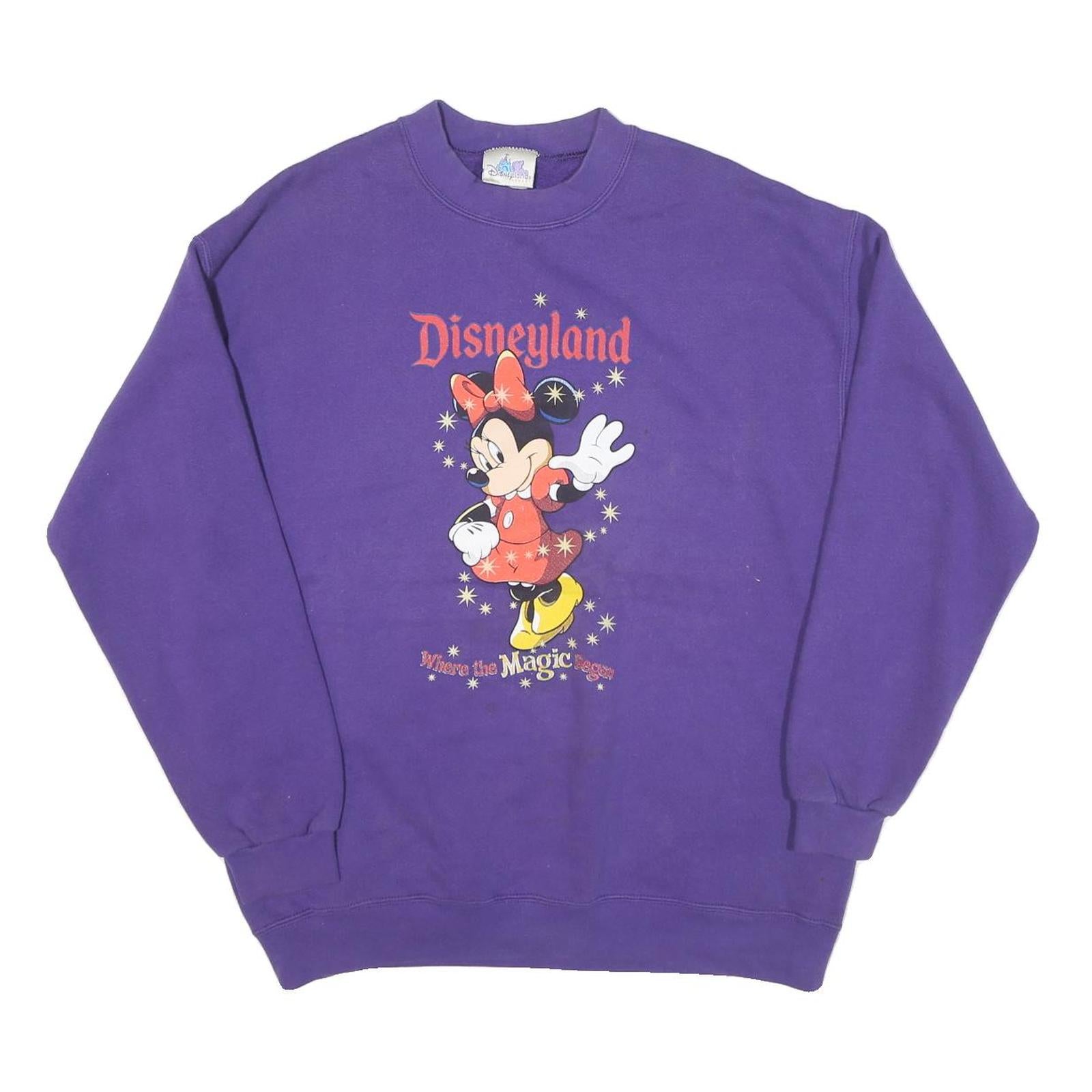 DISNEY Mens Purple Minnie Mouse Crew Neck L Sweatshirt Disneyland Magic