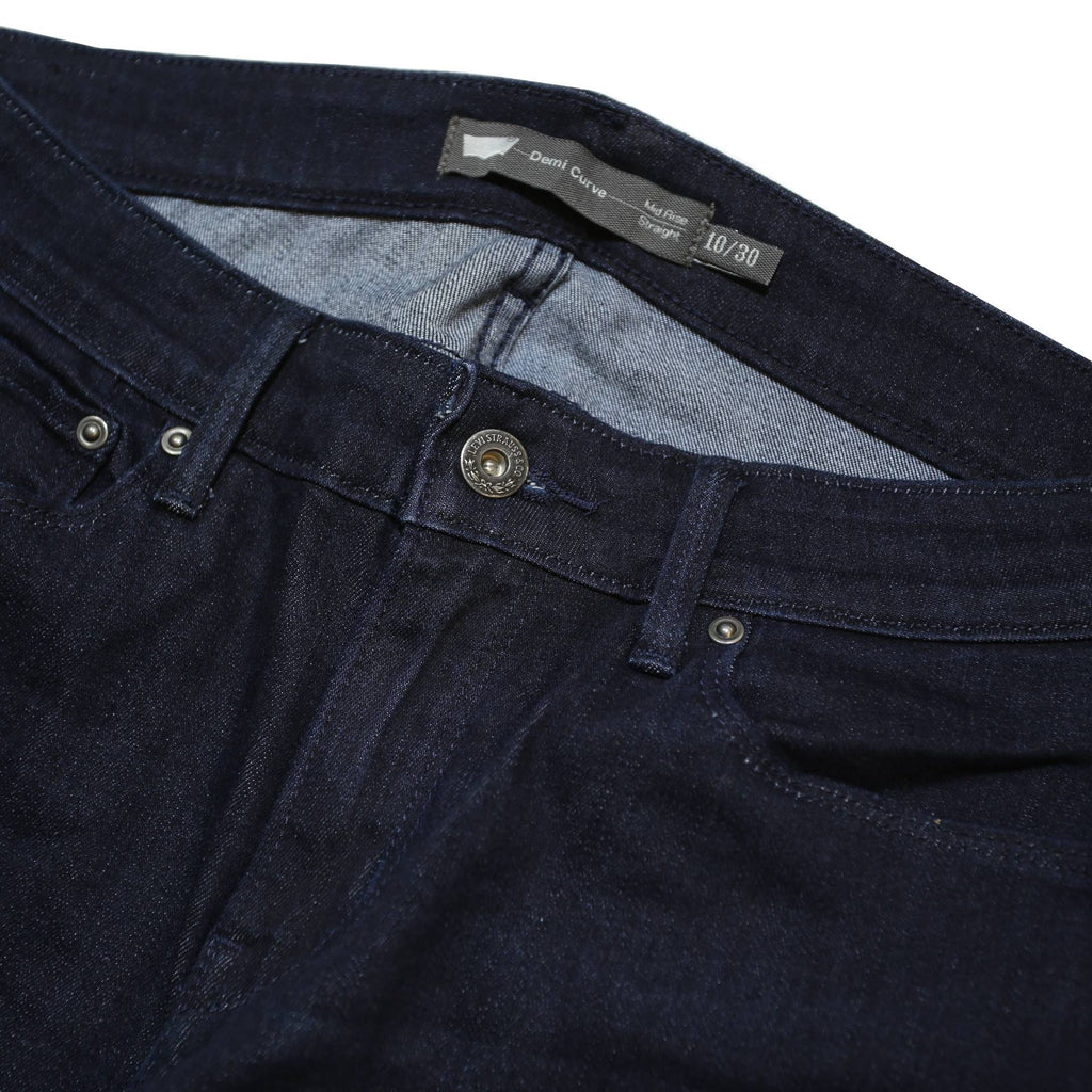 LEVI'S Demi Curve Womens Jeans Blue Regular Straight Denim Dark W30 L34 Zip