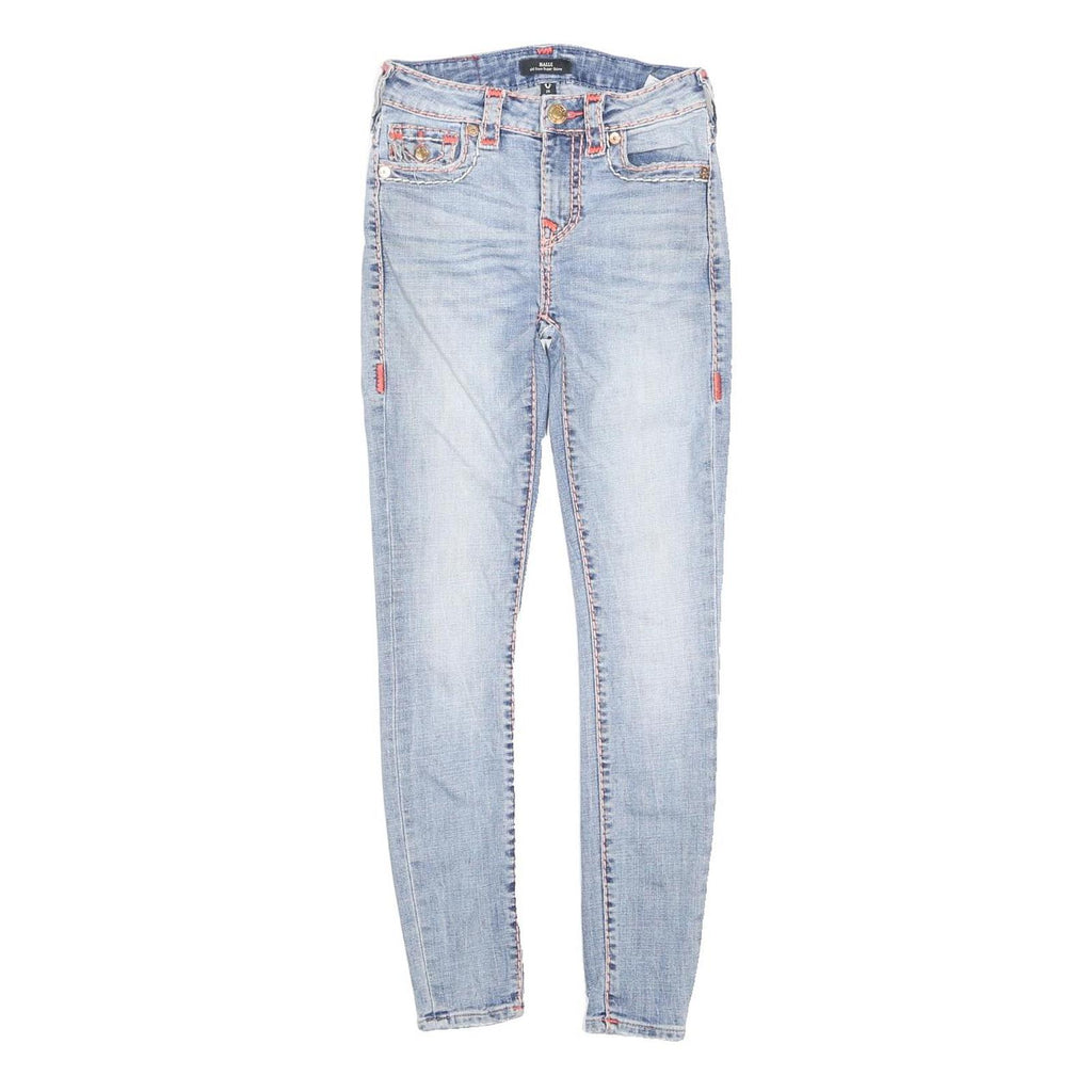 TRUE RELIGION Womens Slim Light Blue Denim Jeans W26 L27 Button Closure