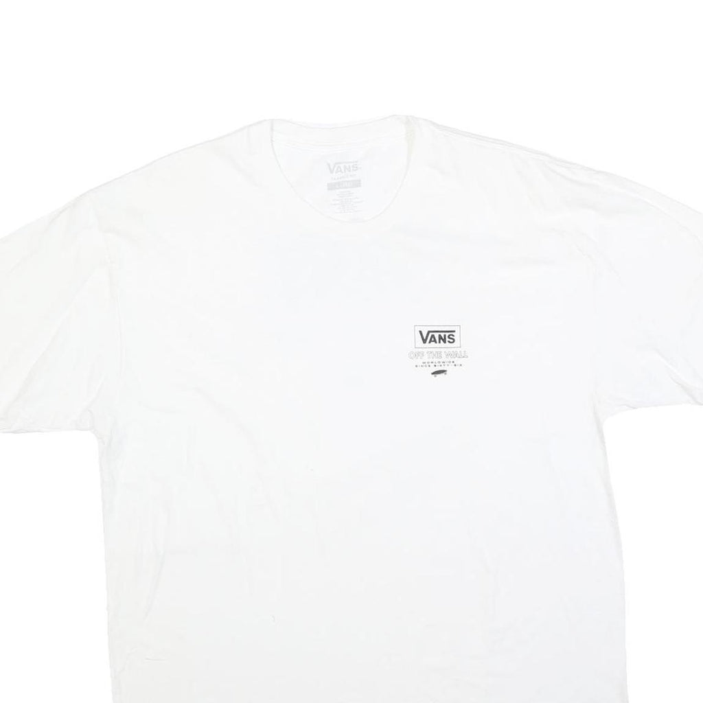 VANS Mens White Classic Graphic T-Shirt XL Short Sleeve Crew Neck Cotton Blend