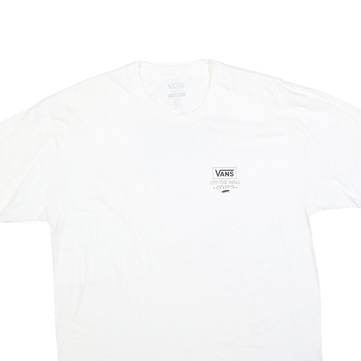 VANS Mens White Classic Graphic T-Shirt XL Short Sleeve Crew Neck Cotton Blend
