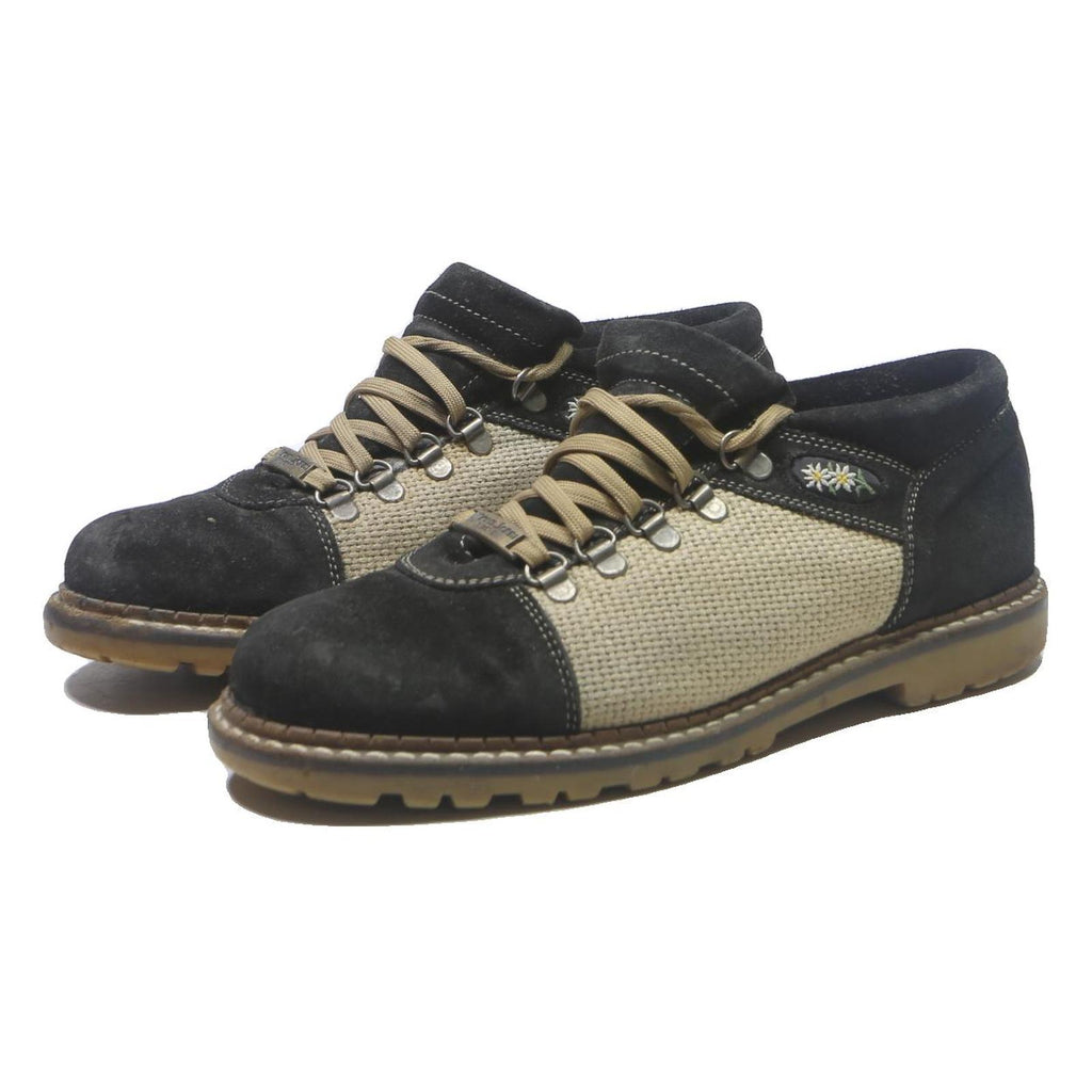 MICHEL JORDI Womens Lace-Up Boots Black & Beige Synthetic UK 8 Stylish