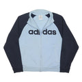 ADIDAS Womens Blue & Navy Track Jacket UK 14 Cotton Blend Zip Sportswear