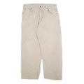 CARHARTT Mens Cotton Blend Relaxed Beige Workwear Trousers W36 L30 Utility