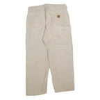 CARHARTT Mens Cotton Blend Relaxed Beige Workwear Trousers W36 L30 Utility