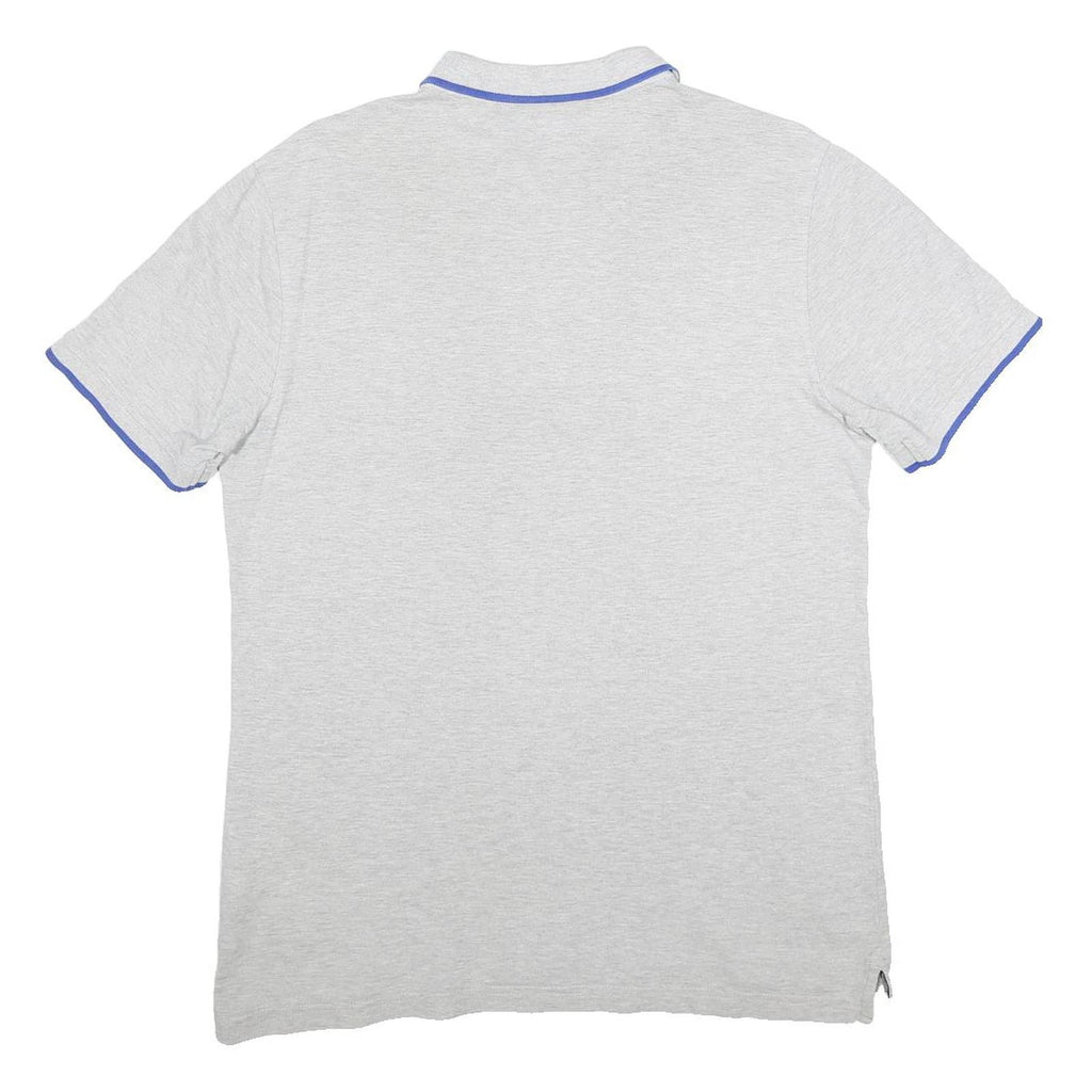 PUMA Mens Grey & Blue Short Sleeve Polo Shirt M Cotton Sports Casual