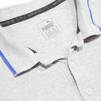 PUMA Mens Grey & Blue Short Sleeve Polo Shirt M Cotton Sports Casual