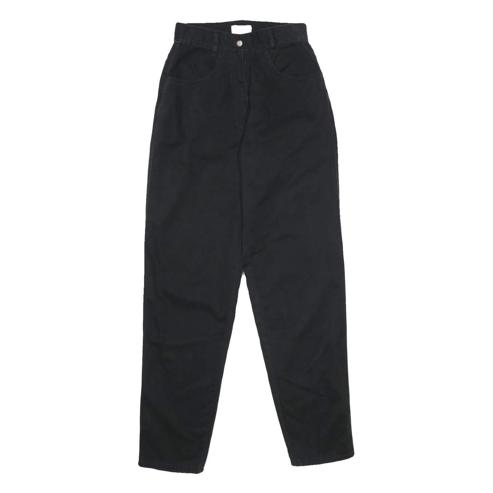 SPENGLER Womens Cotton Black Regular Fit Straight Leg Trousers W24 L32