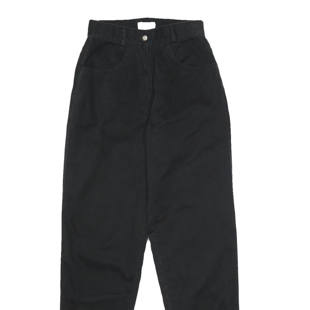 SPENGLER Womens Cotton Black Regular Fit Straight Leg Trousers W24 L32