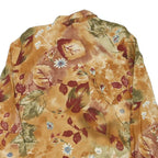 Womens Beige & Red Floral Long Sleeve Collared Shirt L Cotton Blend Autumn