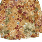 Womens Beige & Red Floral Long Sleeve Collared Shirt L Cotton Blend Autumn