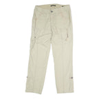 EDDIE BAUER Womens Cotton Blend Beige Regular Straight Trousers W32 L30 Casual