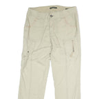 EDDIE BAUER Womens Cotton Blend Beige Regular Straight Trousers W32 L30 Casual