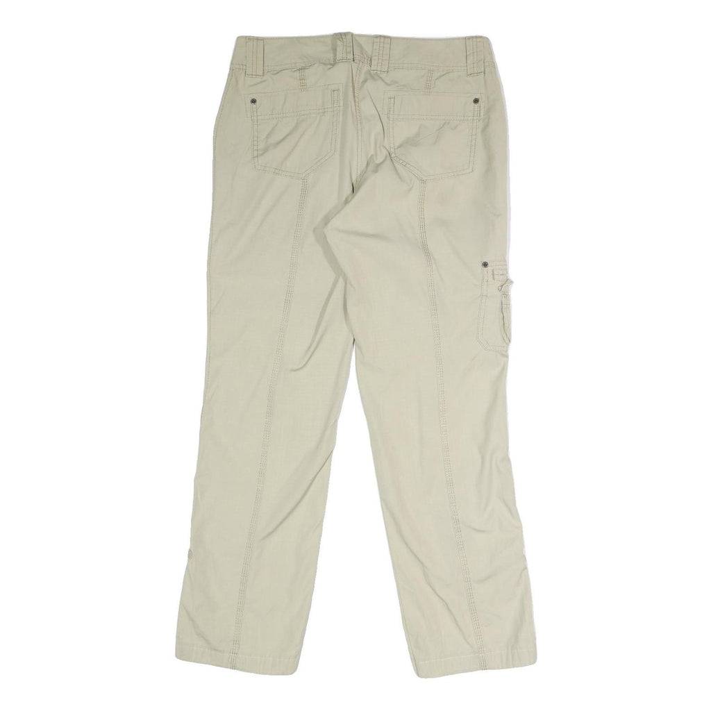EDDIE BAUER Womens Cotton Blend Beige Regular Straight Trousers W32 L30 Casual
