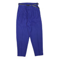 Womens Relaxed Fit Blue Polyester Blend Trousers W28 L25 Belted Zip Closure