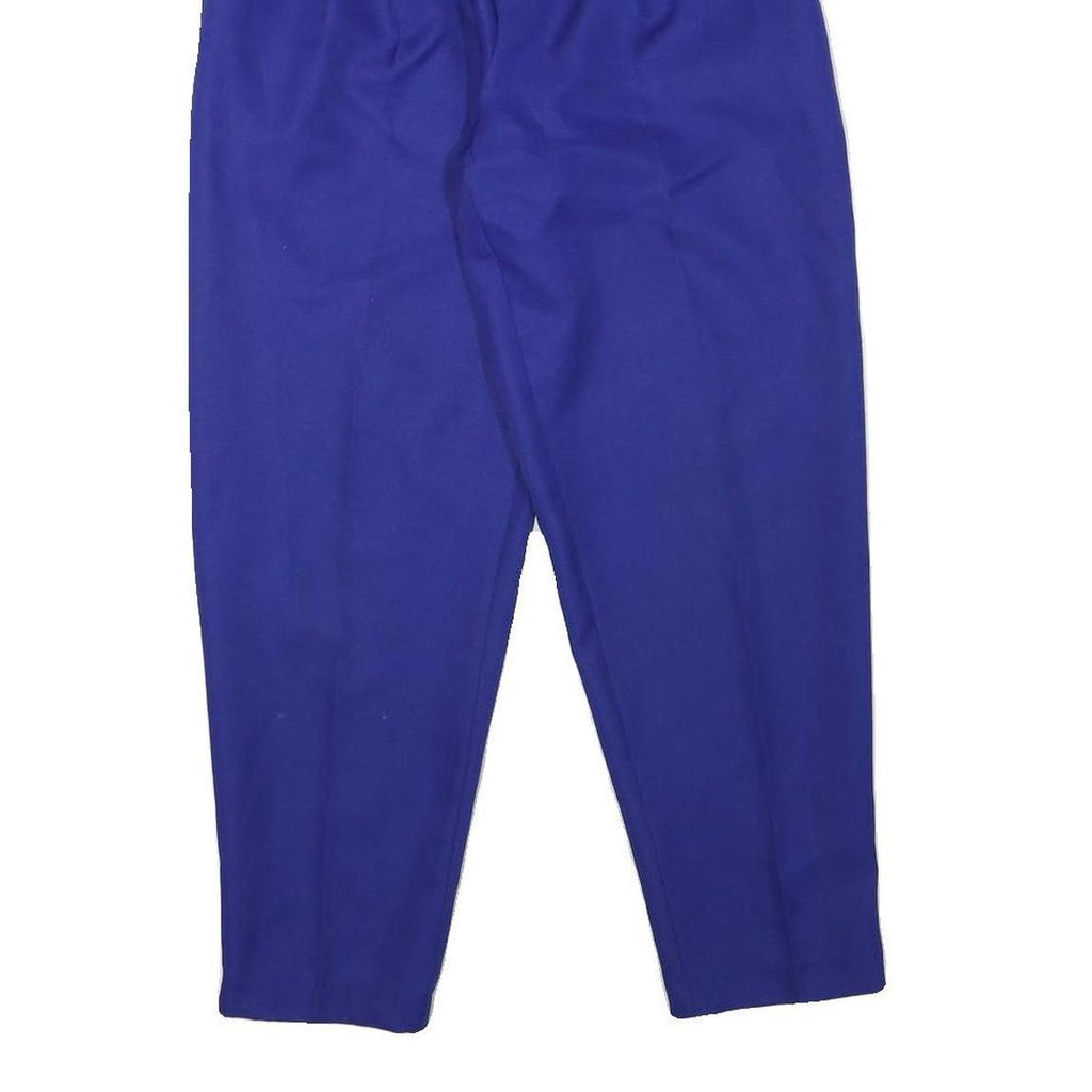 Womens Relaxed Fit Blue Polyester Blend Trousers W28 L25 Belted Zip Closure