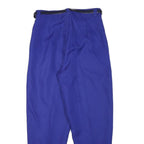 Womens Relaxed Fit Blue Polyester Blend Trousers W28 L25 Belted Zip Closure