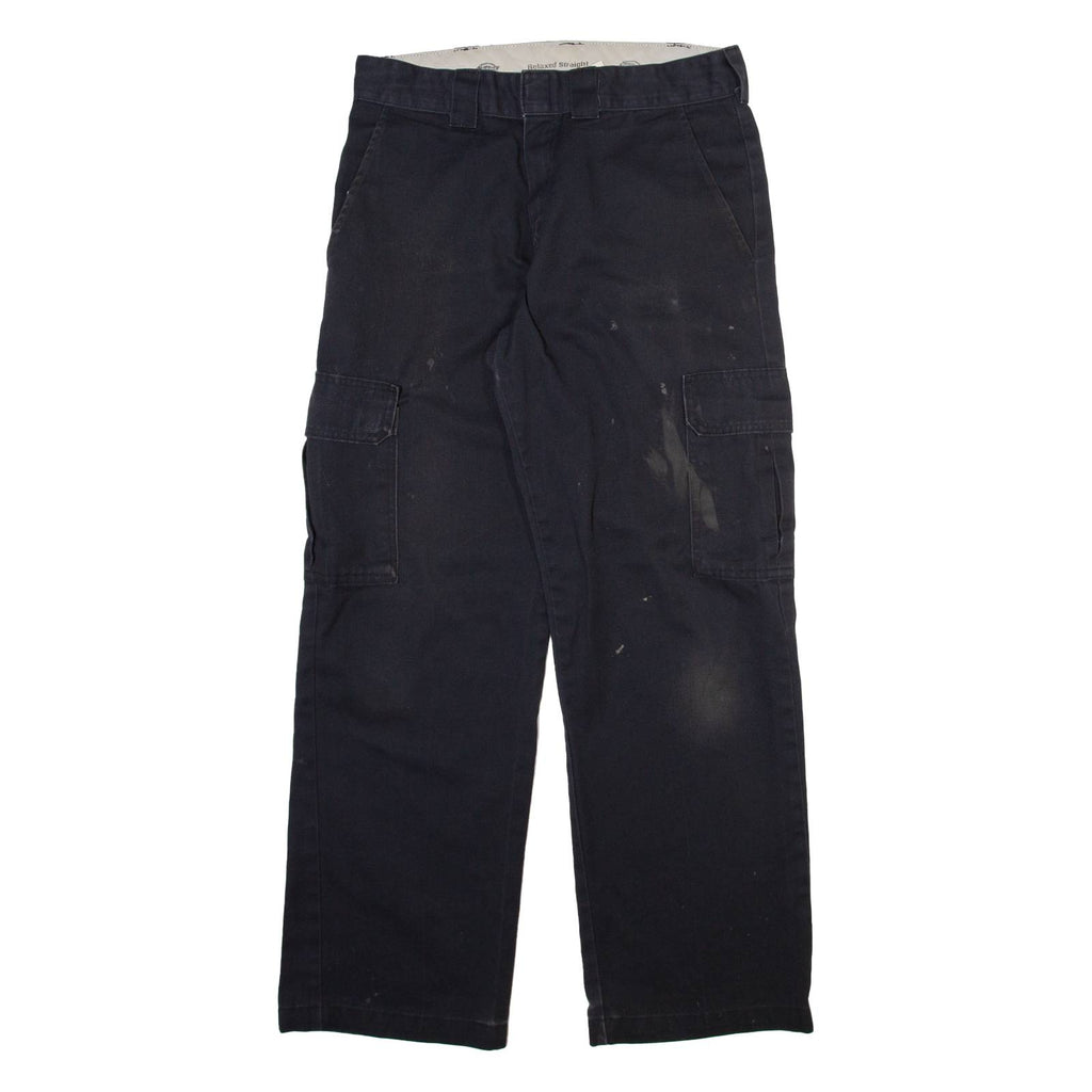 DICKIES Cargo Mens Trousers Black Relaxed Straight W32 L32