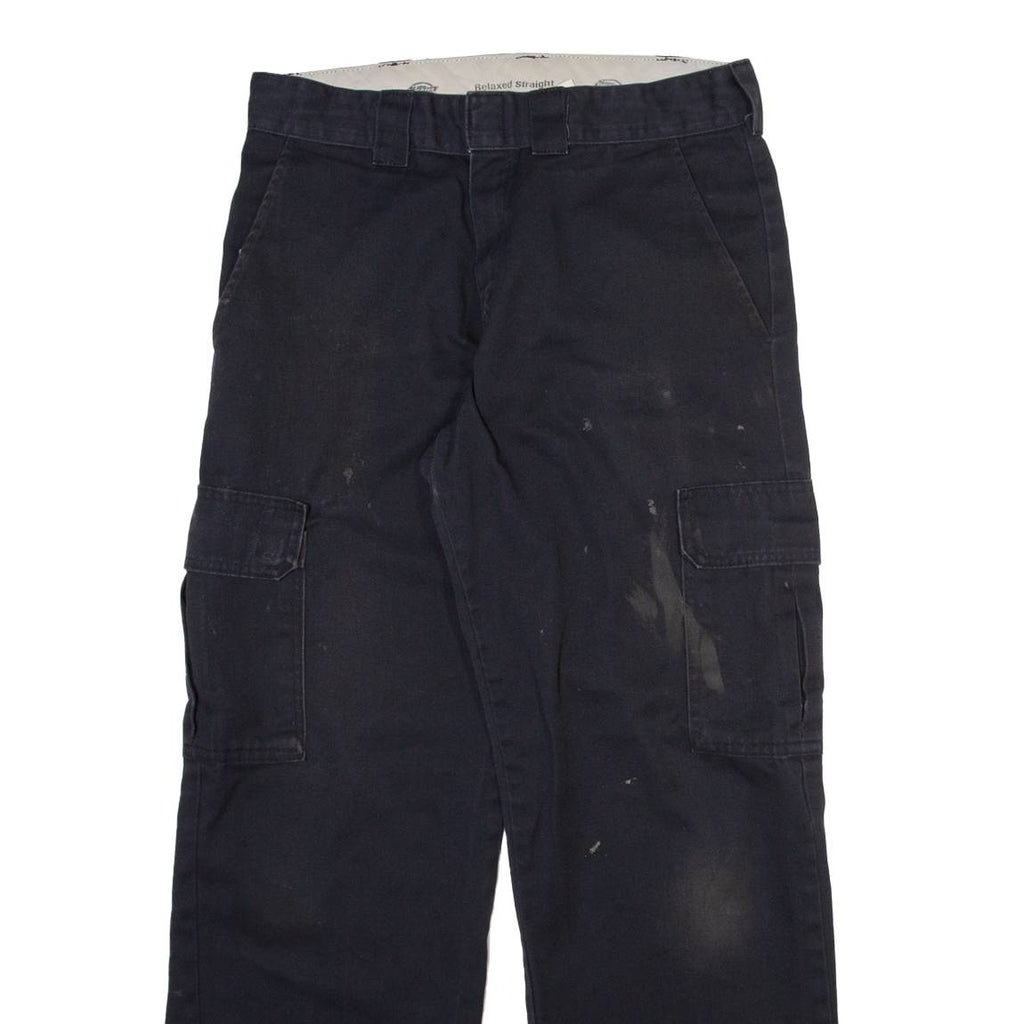 DICKIES Cargo Mens Trousers Black Relaxed Straight W32 L32