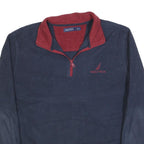 NAUTICA Mens Blue & Red Patterned Pullover Quarter Zip Jumper XL Polyester