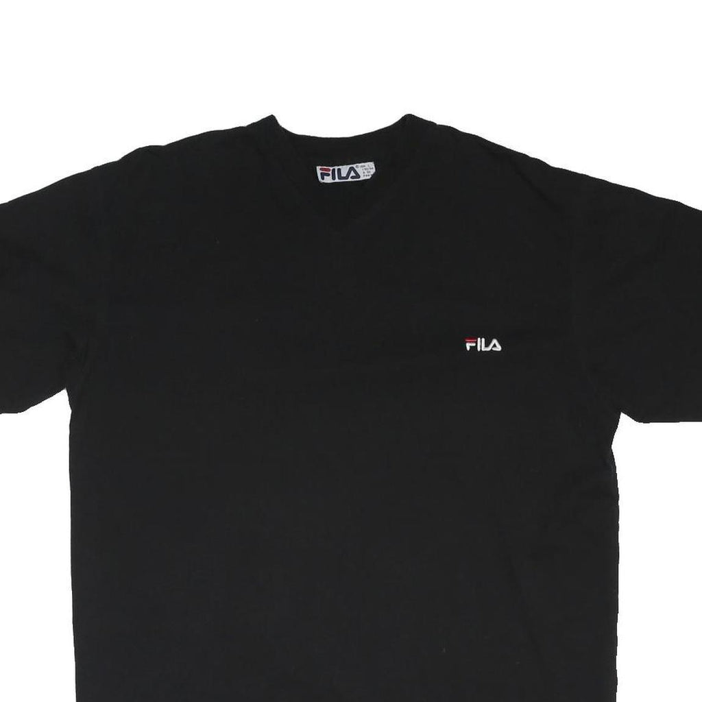 FILA Mens Black Classic T-Shirt L Crew Neck Short Sleeve Cotton Blend Logo