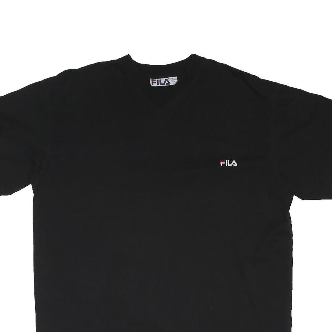 FILA Mens Black Classic T-Shirt L Crew Neck Short Sleeve Cotton Blend Logo