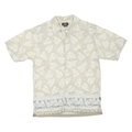 ROUTE 66 Mens Beige Cotton Blend Casual Shirt M Leaf Pattern Short Sleeve