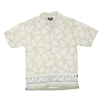 ROUTE 66 Mens Beige Cotton Blend Casual Shirt M Leaf Pattern Short Sleeve