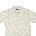 ROUTE 66 Mens Beige Cotton Blend Casual Shirt M Leaf Pattern Short Sleeve