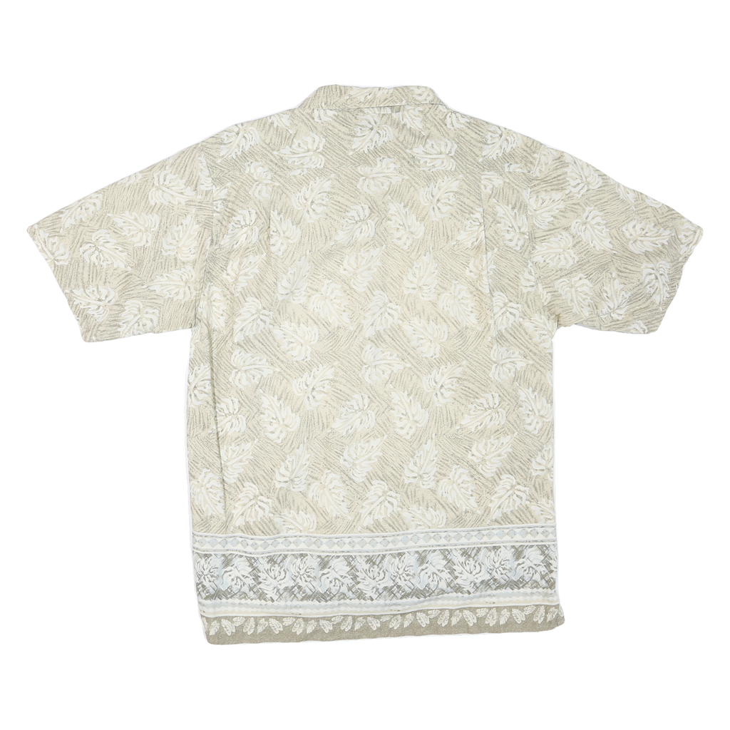 ROUTE 66 Mens Beige Cotton Blend Casual Shirt M Leaf Pattern Short Sleeve