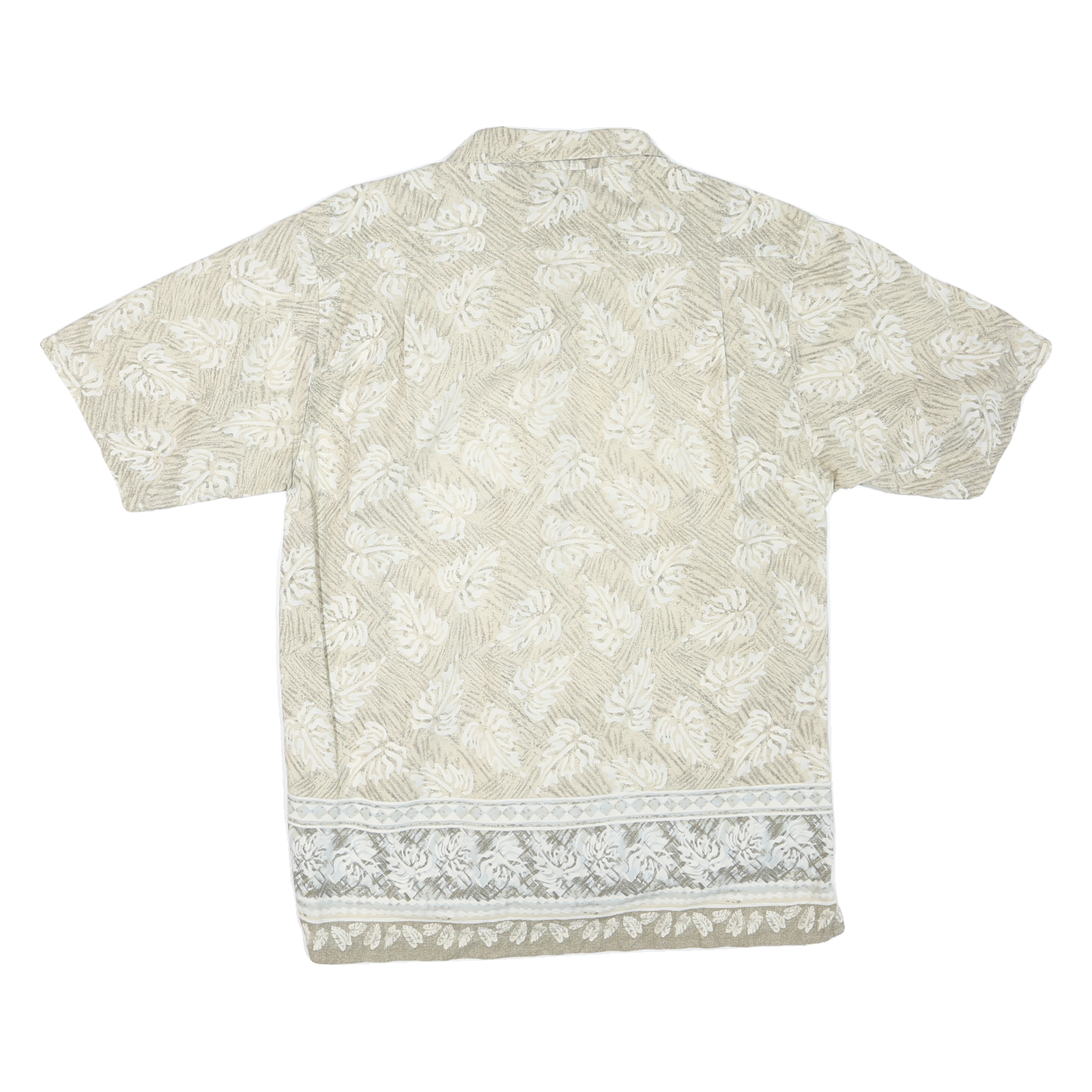 ROUTE 66 Mens Beige Cotton Blend Casual Shirt M Leaf Pattern Short Sleeve